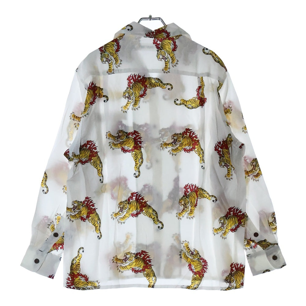 WACKO MARIA(ワコマリア) 24AW TIM LEHI HAWAIIAN SHIRT L/S ハワイアン 虎柄 長袖シャツ ホワイト