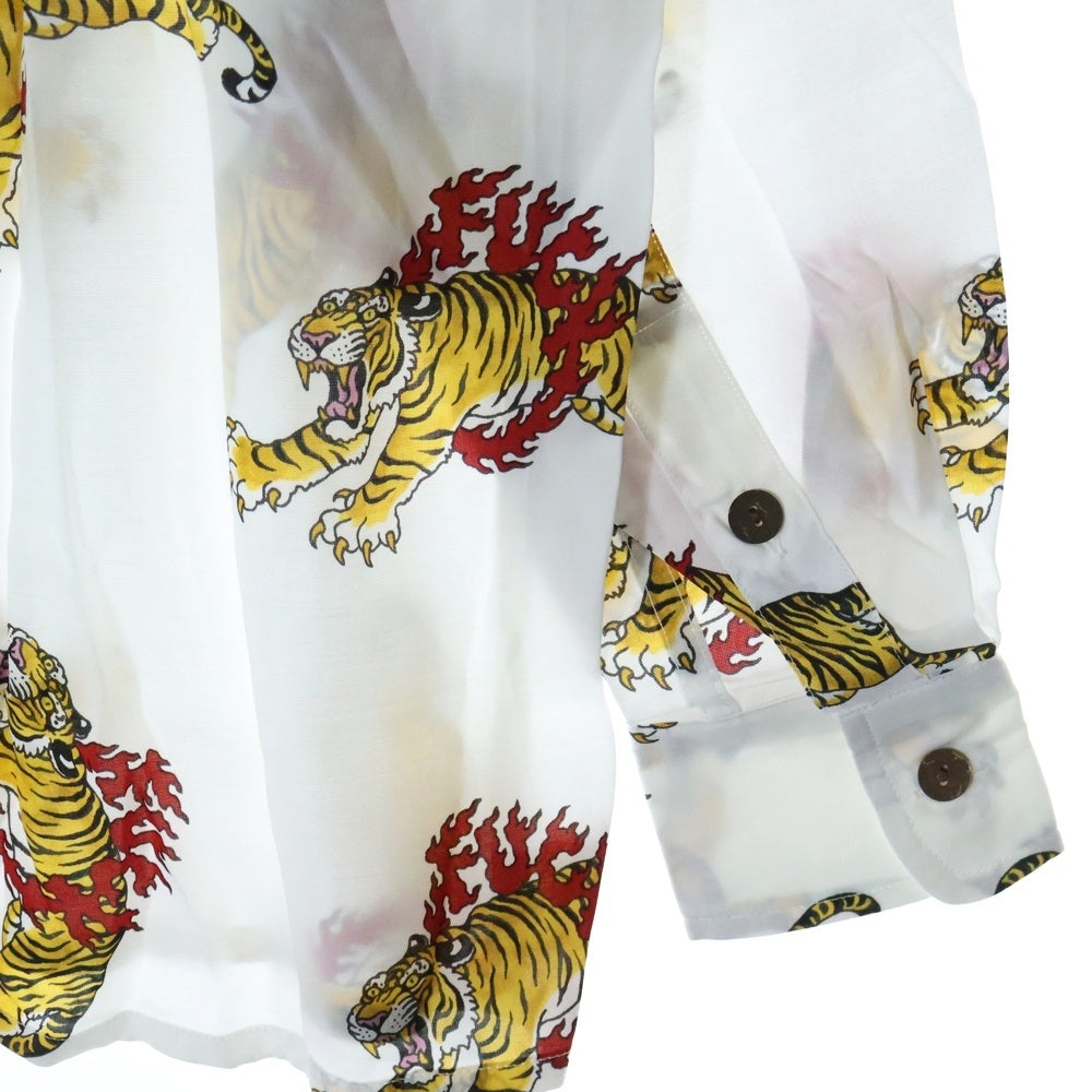 WACKO MARIA(ワコマリア) 24AW TIM LEHI HAWAIIAN SHIRT L/S ハワイアン 虎柄 長袖シャツ ホワイト