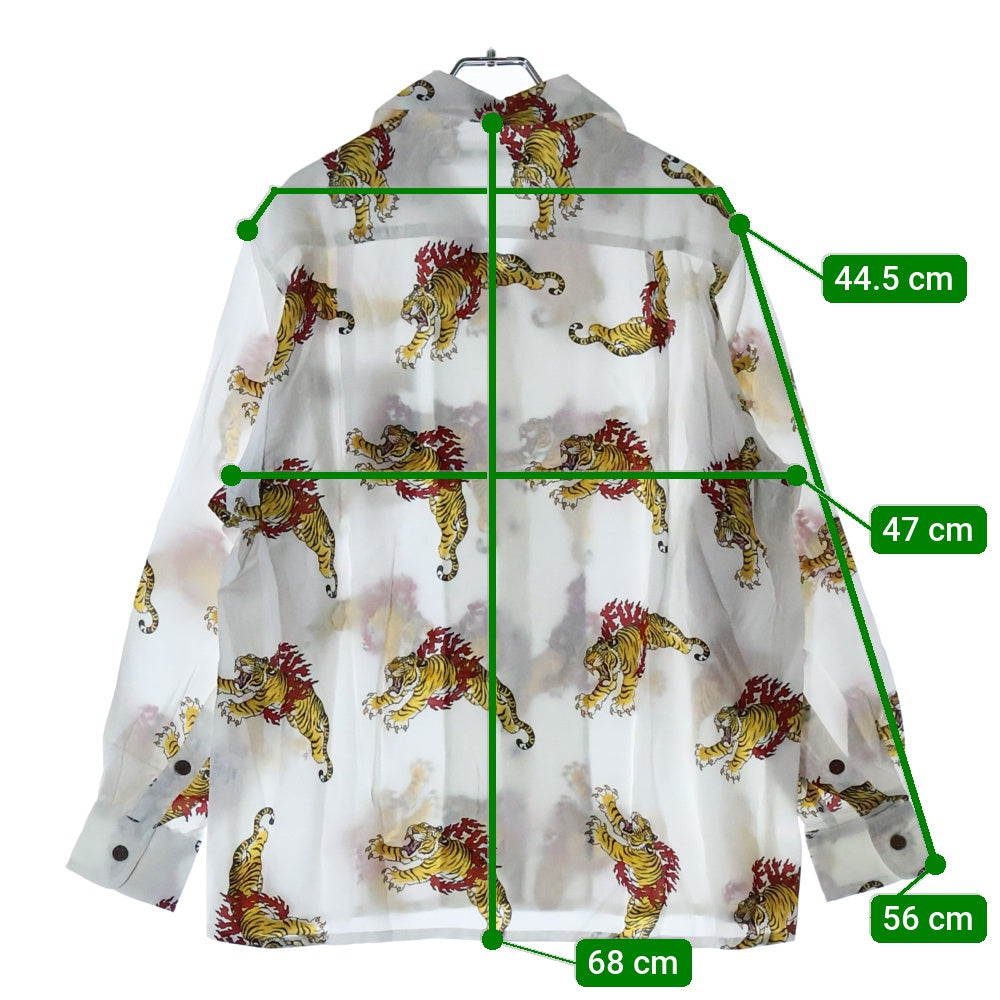 WACKO MARIA(ワコマリア) 24AW TIM LEHI HAWAIIAN SHIRT L/S ハワイアン 虎柄 長袖シャツ ホワイト
