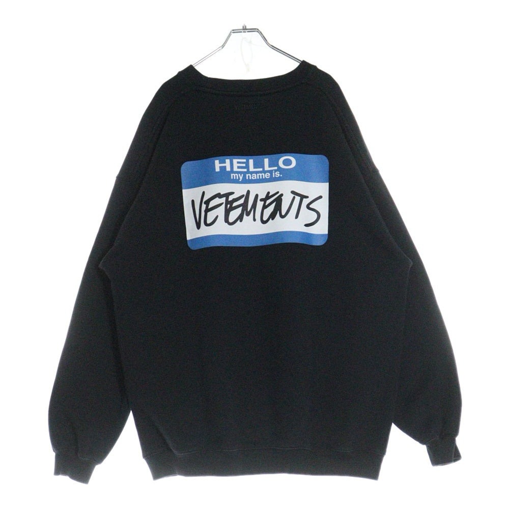 VETEMENTS(ヴェトモン) 21AW My Name Is Crewneck マイネームイズクルーネックスウェット プルオーバースウェットシャツ UA52TR630B ブラック/ブルー