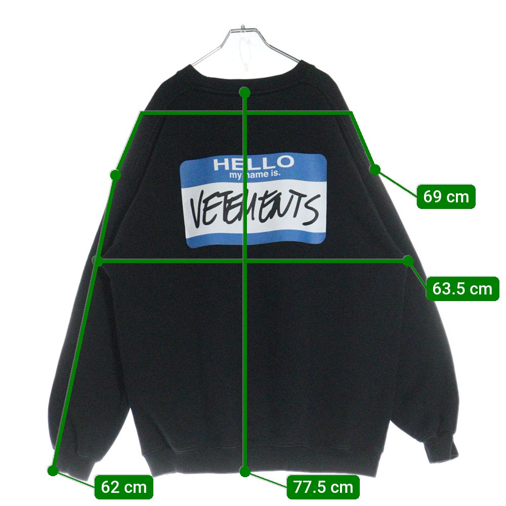 VETEMENTS(ヴェトモン) 21AW My Name Is Crewneck マイネームイズクルーネックスウェット プルオーバースウェットシャツ UA52TR630B ブラック/ブルー