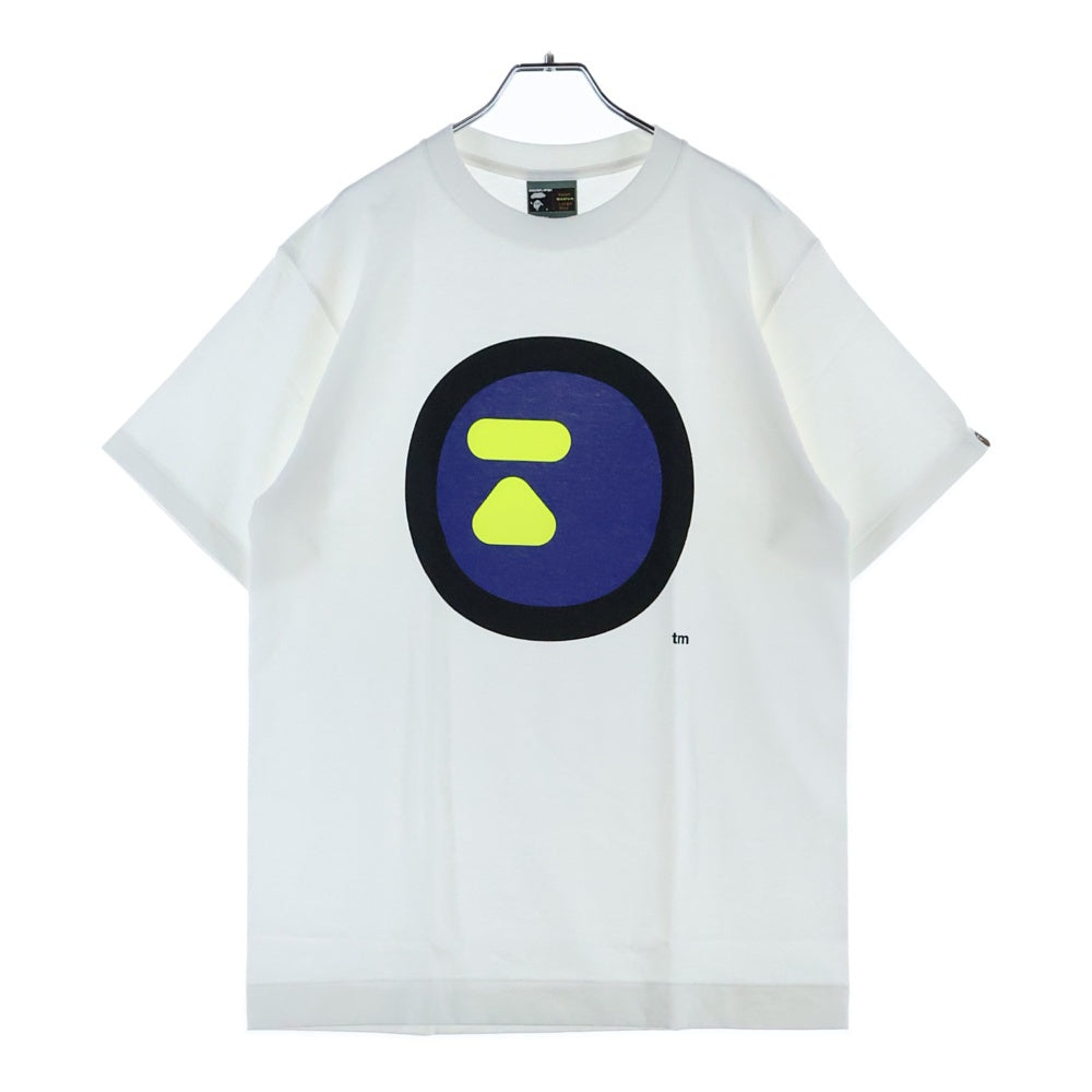 A BATHING APE(アベイシングエイプ) 90s サークルロゴプリントTシャツ クルーネック半袖Tシャツ ホワイト/ブルー