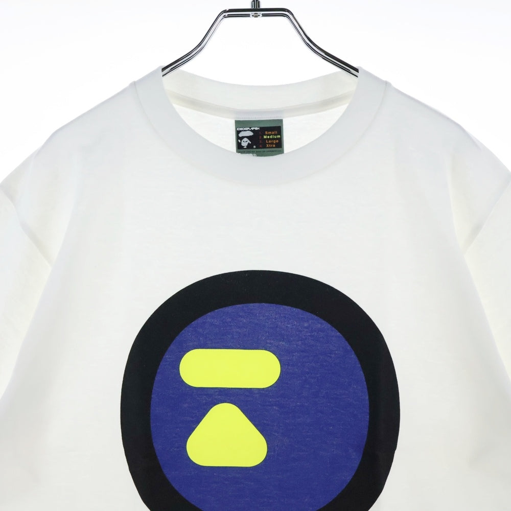A BATHING APE(アベイシングエイプ) 90s サークルロゴプリントTシャツ クルーネック半袖Tシャツ ホワイト/ブルー