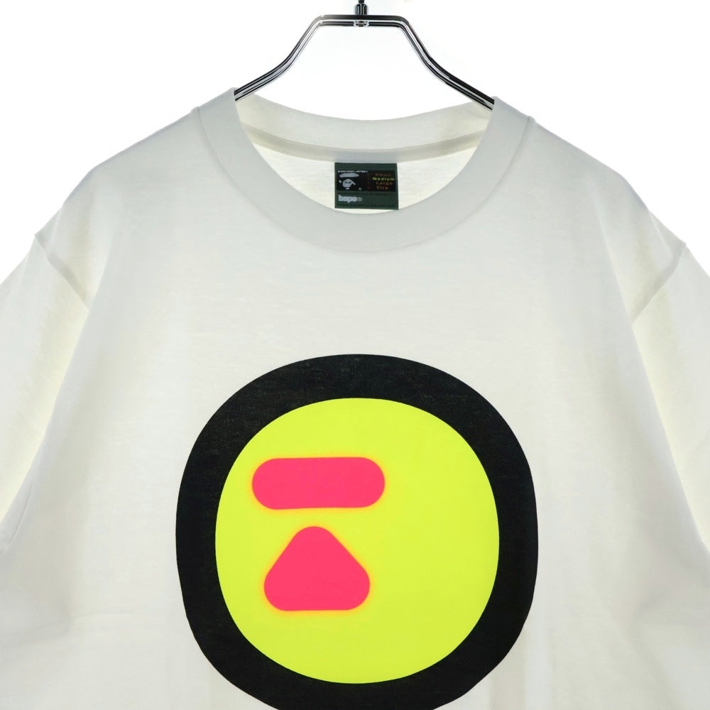 A BATHING APE(アベイシングエイプ) 90s サークルロゴプリントTシャツ クルーネック半袖Tシャツ ホワイト/イエロー