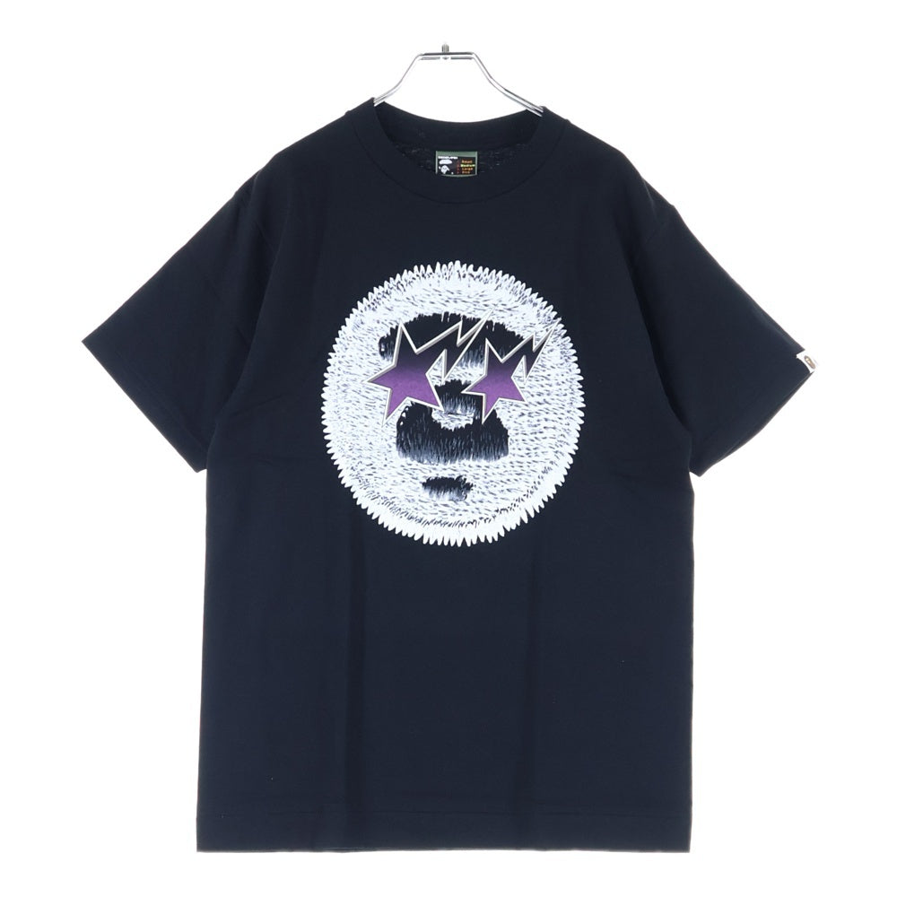 A BATHING APE(アベイシングエイプ) 90s BAPESTA ロゴプリントTシャツ クルーネック半袖Tシャツ ブラック/パープル