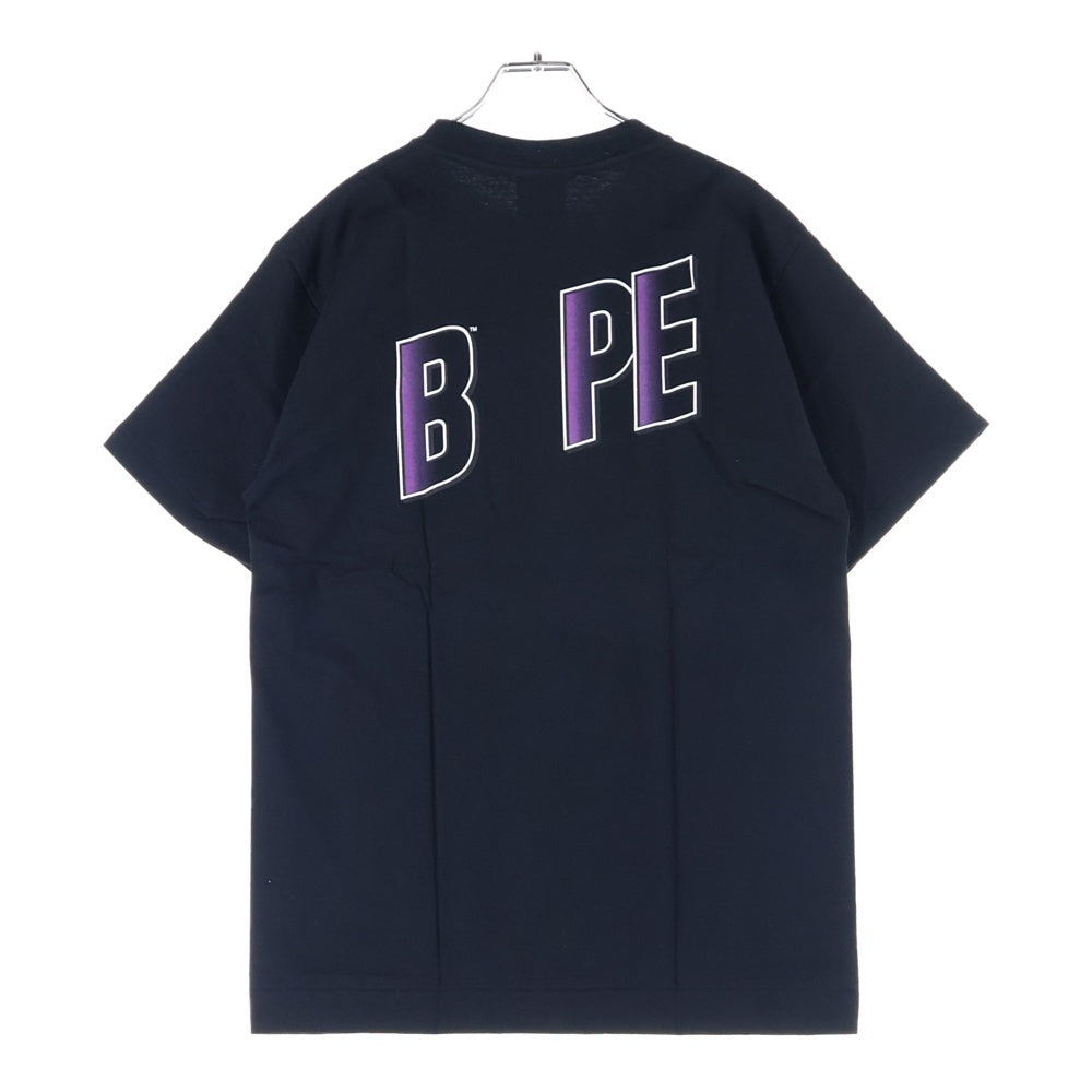 A BATHING APE(アベイシングエイプ) 90s BAPESTA ロゴプリントTシャツ クルーネック半袖Tシャツ ブラック/パープル