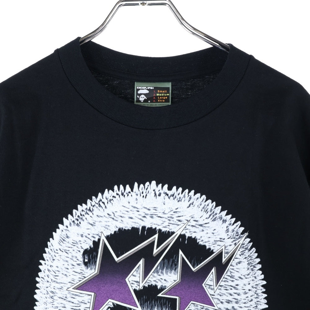 A BATHING APE(アベイシングエイプ) 90s BAPESTA ロゴプリントTシャツ クルーネック半袖Tシャツ ブラック/パープル