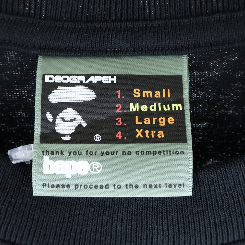 A BATHING APE(アベイシングエイプ) 90s BAPESTA ロゴプリントTシャツ クルーネック半袖Tシャツ ブラック/パープル