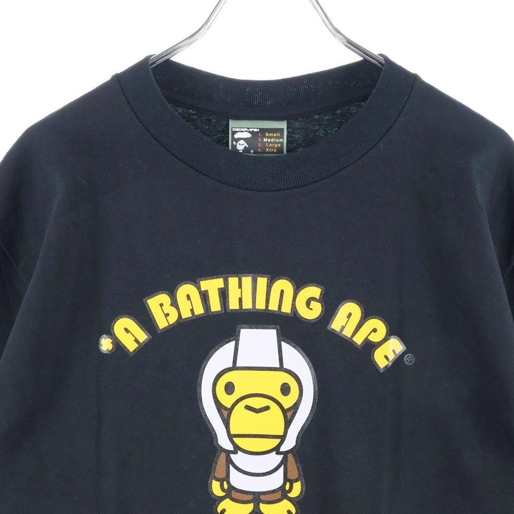 A BATHING APE(アベイシングエイプ) 90s BABY MILO GENERAL MILO TEE ベイビーマイロジェネラルマイロTシャツ ロゴプリントクルーネック半袖Tシャツ ブラック