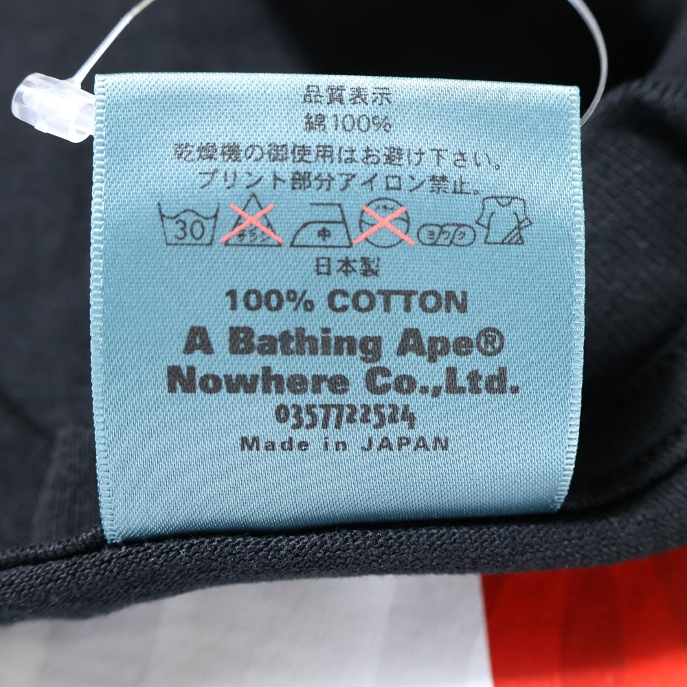 A BATHING APE(アベイシングエイプ) 90s 国旗デザインロゴプリントTシャツ イタリア クルーネック半袖Tシャツ ブラック/レッド/ホワイト/グリーン