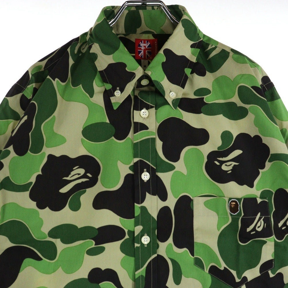 A BATHING APE(アベイシングエイプ) APE CAMO エイプカモボタンダウン長袖シャツ グリーン