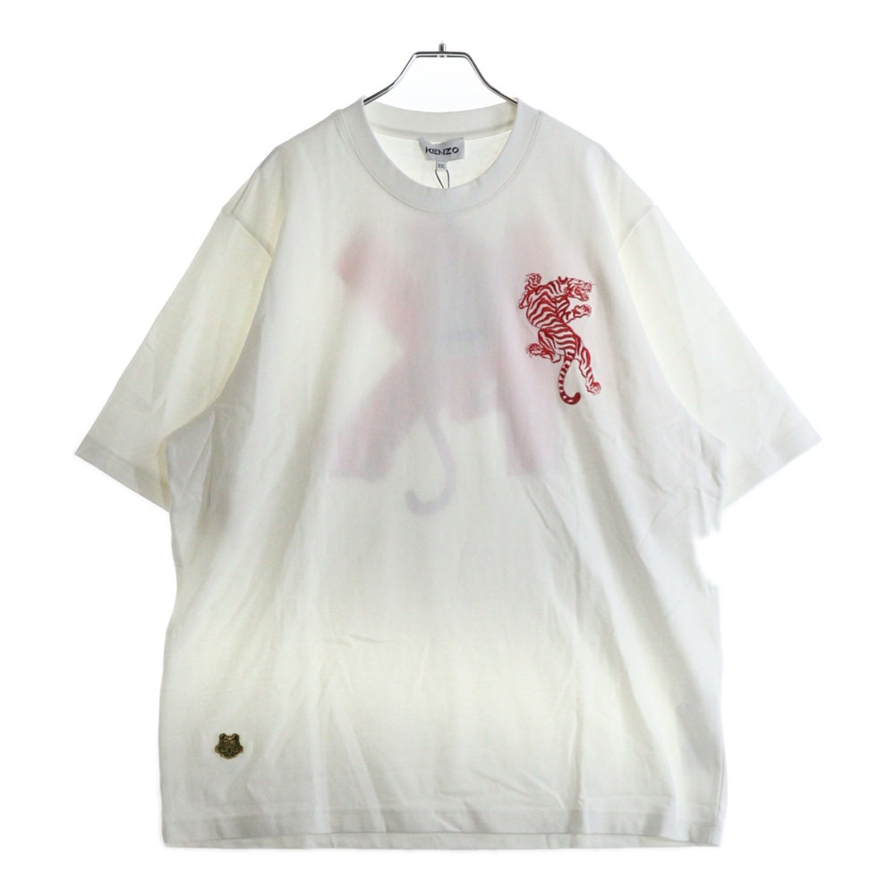 KENZO(ケンゾー) Climbing Tiger Cotton T-Shirt タイガー刺繍 半袖Tシャツ ホワイト FC55TS082CSB