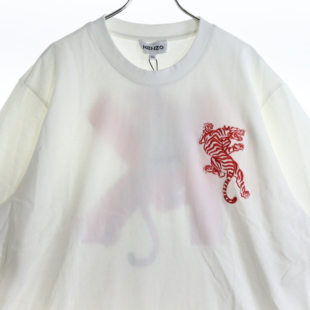 KENZO(ケンゾー) Climbing Tiger Cotton T-Shirt タイガー刺繍 半袖Tシャツ ホワイト FC55TS082CSB
