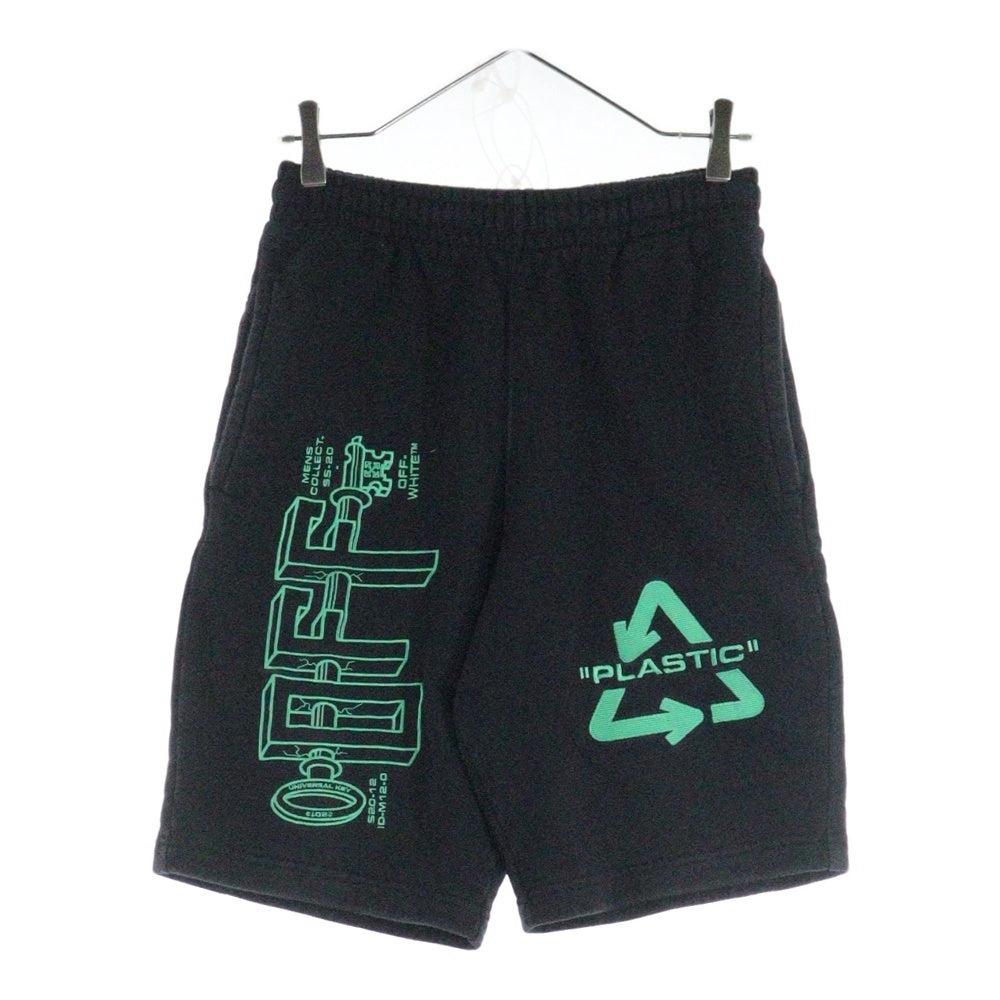 OFF-WHITE(オフホワイト) 20SS Mainlabel Sweatshorts 刺繍ハーフパンツ ショーツ ブラック OMCI006S20E30013