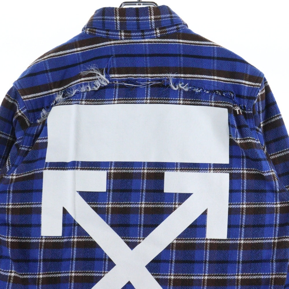 OFF-WHITE(オフホワイト) 18AW Patchwork Flannel Shirt パッチワーク 長袖ネルシャツ チェックシャツ ブルー OMGA072F18A27005
