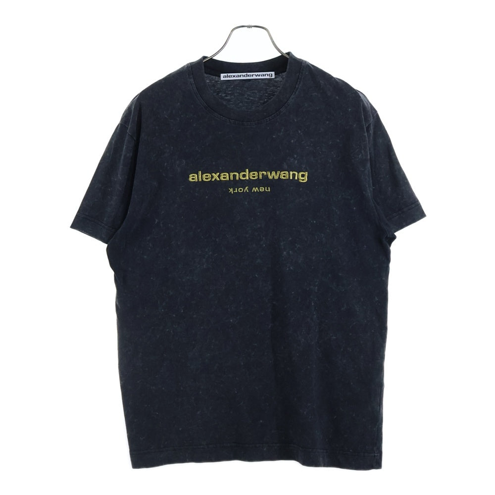ALEXANDER WANG(アレキサンダーワン) Acid Tee ロゴ刺繍 ウォッシュド加工 半袖Tシャツ グレー
