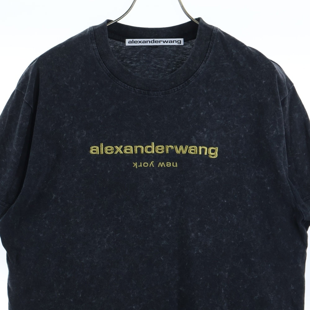 ALEXANDER WANG(アレキサンダーワン) Acid Tee ロゴ刺繍 ウォッシュド加工 半袖Tシャツ グレー