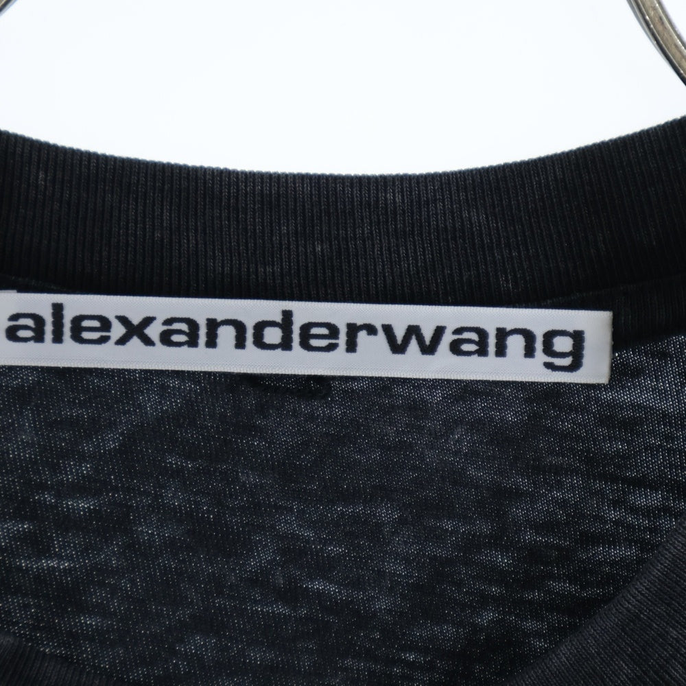 ALEXANDER WANG(アレキサンダーワン) Acid Tee ロゴ刺繍 ウォッシュド加工 半袖Tシャツ グレー