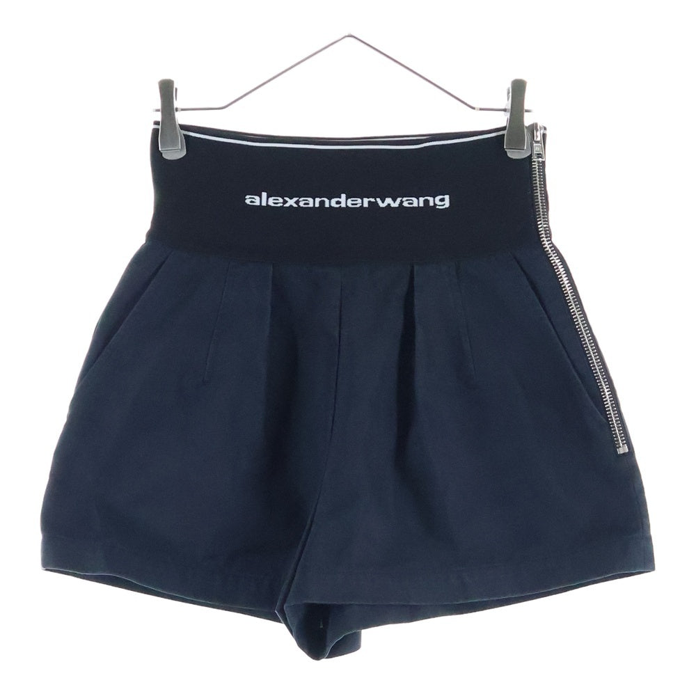 ALEXANDER WANG(アレキサンダーワン) Safari Short With Exposed Zipper And Logo Elastic ウエストロゴバンド ジップショートパンツ ネイビー レディース