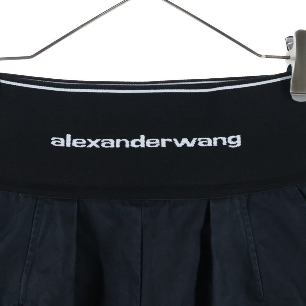 ALEXANDER WANG(アレキサンダーワン) Safari Short With Exposed Zipper And Logo Elastic ウエストロゴバンド ジップショートパンツ ネイビー レディース