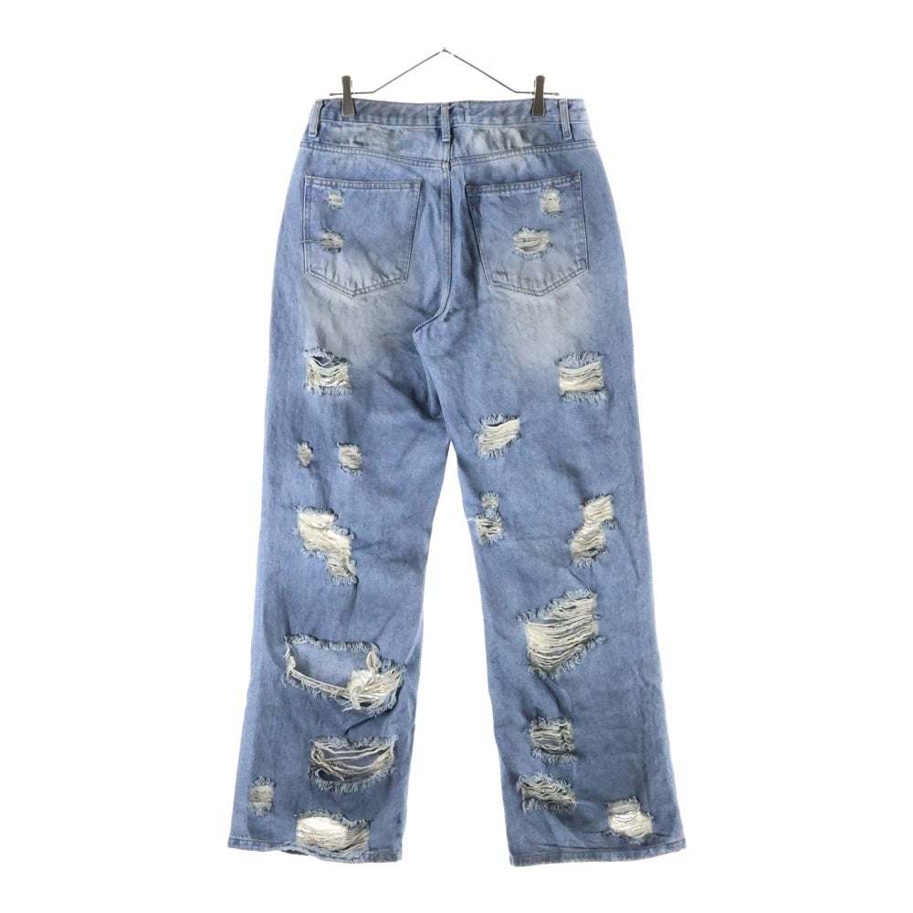 NO BRAND(ノーブランド) Crash Denim Pants ダメージ加工 クラッシュデニムパンツ ジーンズ インディゴ