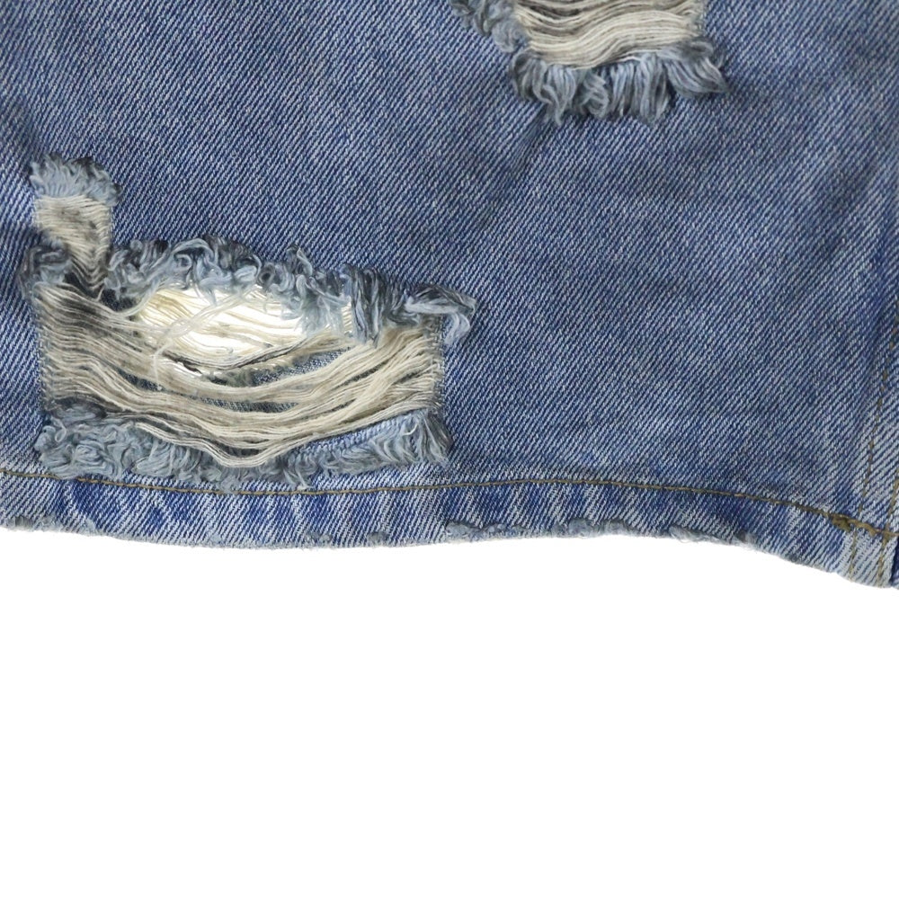 NO BRAND(ノーブランド) Crash Denim Pants ダメージ加工 クラッシュデニムパンツ ジーンズ インディゴ