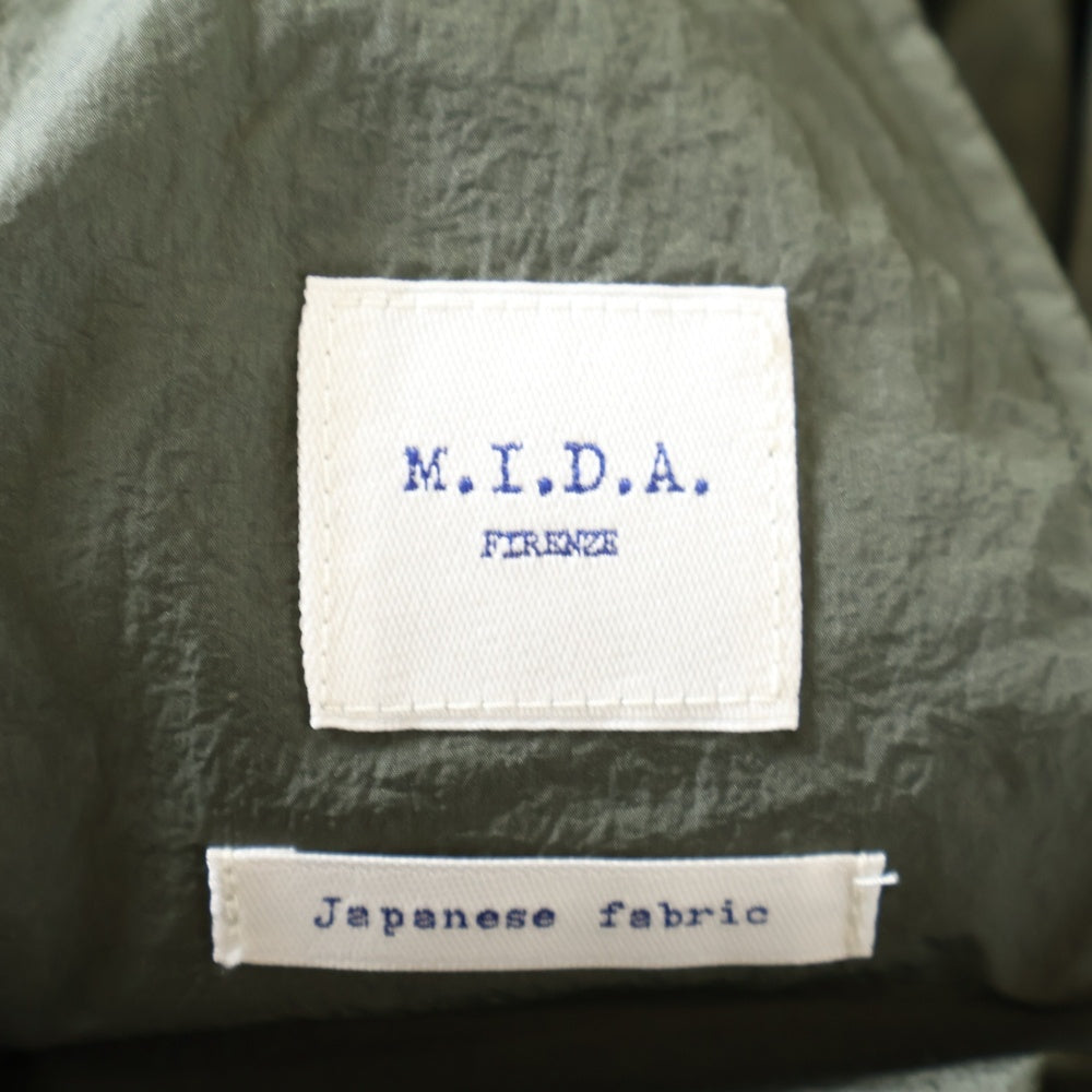 M.I.D.A.(ミダ) ナイロン2タックテーパードパンツ ドローストリングナイロンスラックス M171800 カーキ