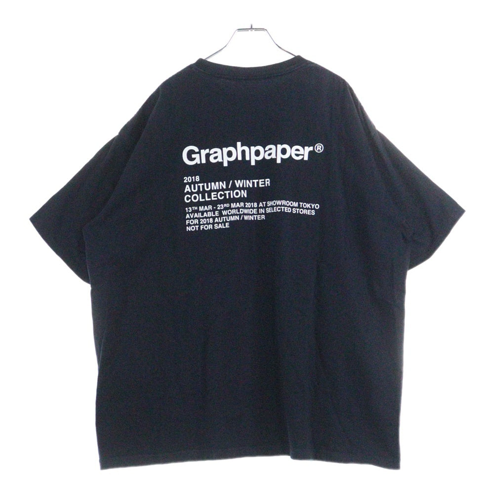 Graphpaper(グラフペーパー) 18AW ロゴプリントTシャツ クルーネック半袖Tシャツ ブラック