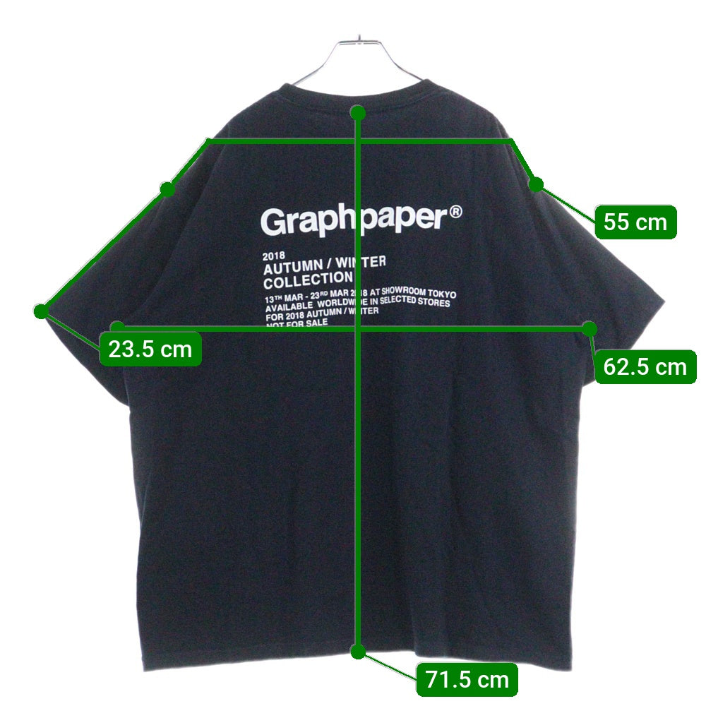 Graphpaper(グラフペーパー) 18AW ロゴプリントTシャツ クルーネック半袖Tシャツ ブラック