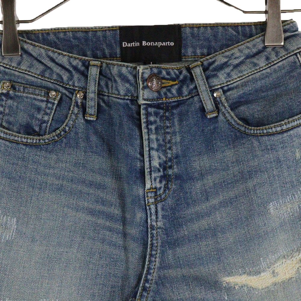 Dartin Bonaparto(ダルタンボナパルト) クラッシュスキニーデニムパンツ レディースダメージ加工デニムパンツ DBALL-99003-DLW ライトブルー