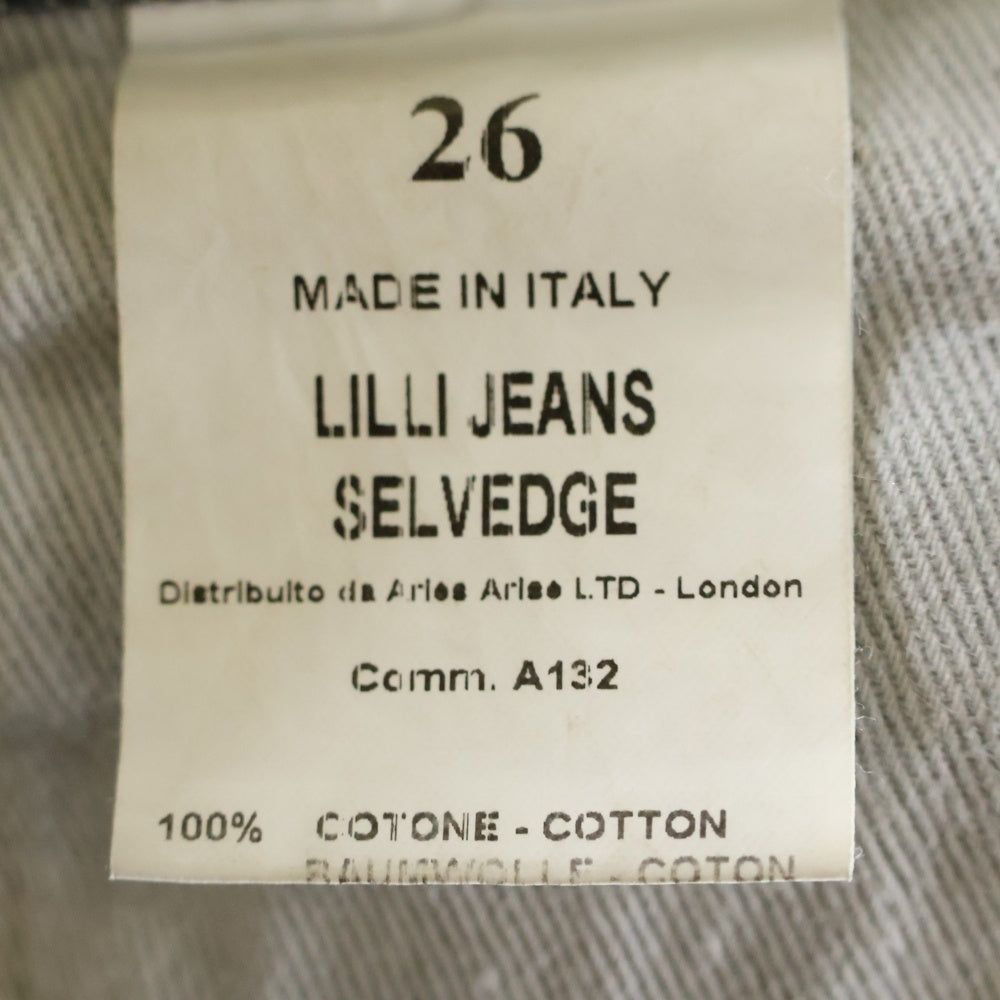 Aries(アリエス) LILLI JEANS セルヴィッジデニムジーンズ レディース ダメージ加工ボタンフライデニムパンツ ブラック