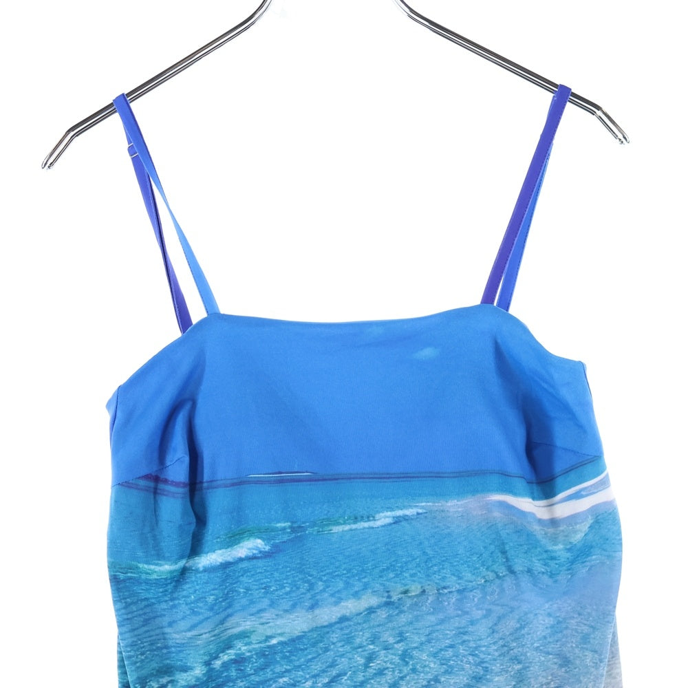 NO BRAND(ノーブランド) GVGV Beach Print Cami Top ジーブイジーブイ ビーチプリントキャミトップ レディース 総柄キャミソール GV2113007 ブルー