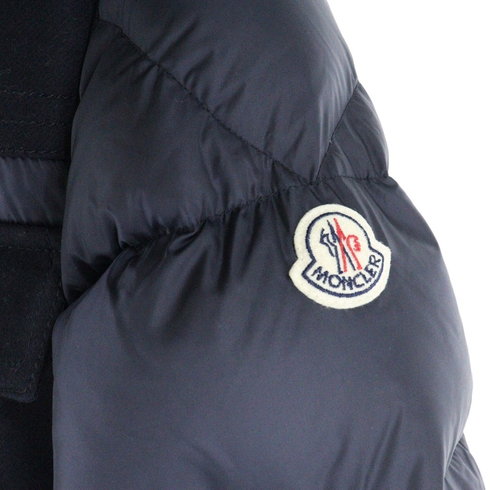 MONCLER(モンクレール) RILLIEUX GIUBBOTTO リリューダウン×ウール切替 フード付き ダウンジャケット ブラック/ネイビー C20914190385 53227