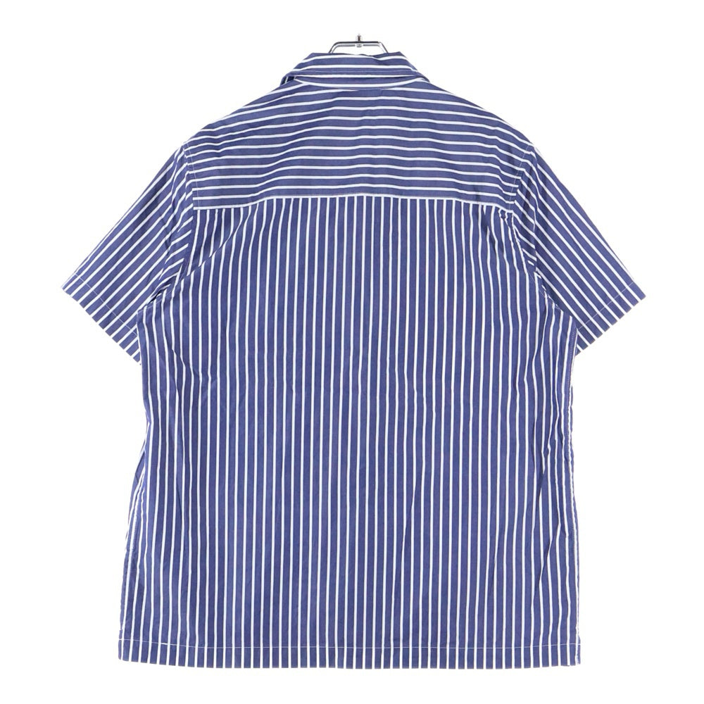 KITH(キス) 22SS Striped Poplin Thompson Camp Collar Shirt ロゴ刺繍 ストライプ半袖シャツ ブルー KHM030439