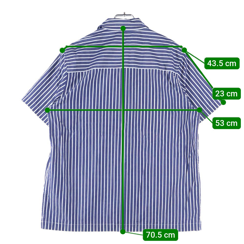 KITH(キス) 22SS Striped Poplin Thompson Camp Collar Shirt ロゴ刺繍 ストライプ半袖シャツ ブルー KHM030439