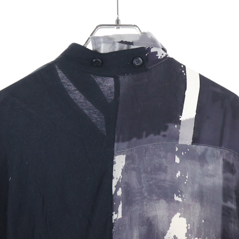 Yohji Yamamoto FEMME(ヨウジヤマモトファム) 22SS SAMPLE Silk Asymmetric Shirt シルク アシンメトリーシャツ ブラック レディース サンプル FG-B06-835