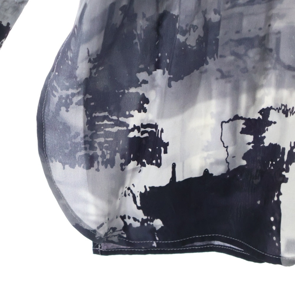 Yohji Yamamoto FEMME(ヨウジヤマモトファム) 22SS SAMPLE Silk Asymmetric Shirt シルク アシンメトリーシャツ ブラック レディース サンプル FG-B06-835