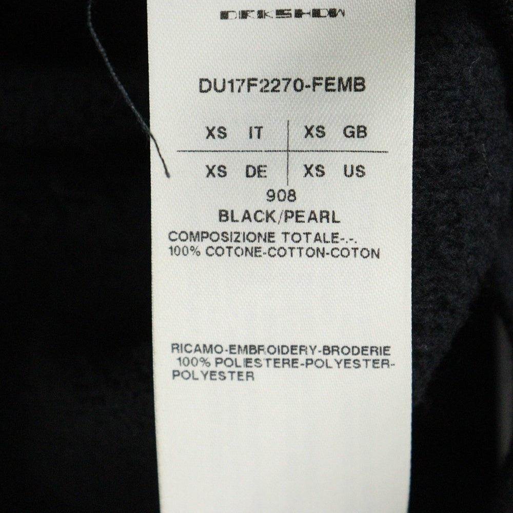 DRKSHDW(ダークシャドウ) 17AW SWEATSHIRT 刺繍 クルーネックスウェットトレーナー ブラック DU17F2270-FEMB