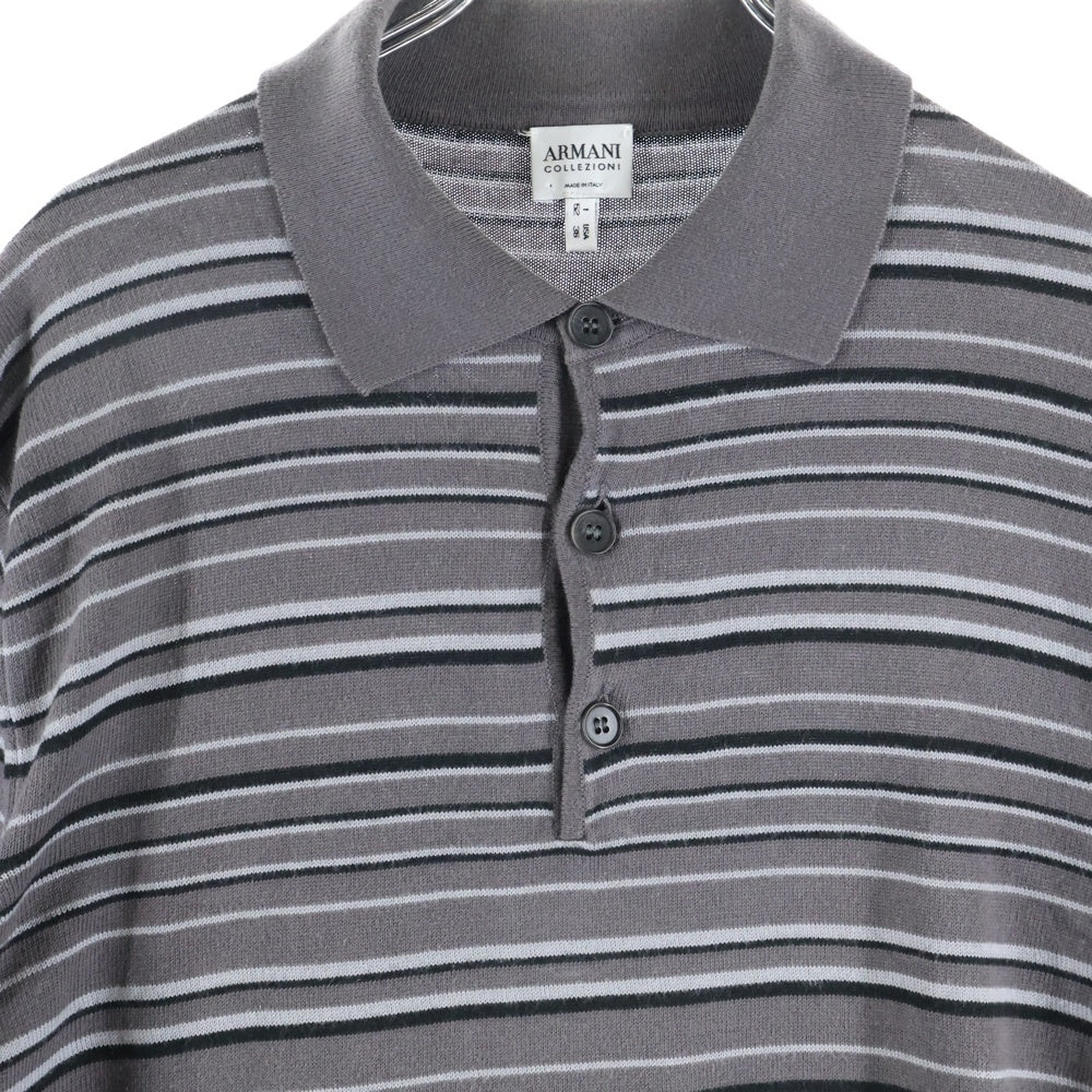 ARMANI COLLEZIONI(アルマーニ コレツィオーニ) 半袖ボーダーポロシャツ グレー