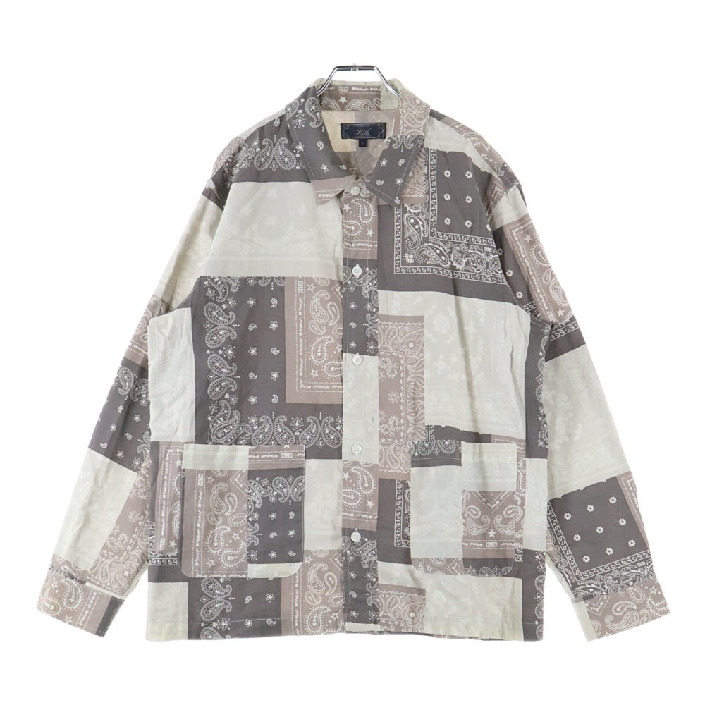 KITH(キス) 25SS Washed Cotton Bandana Boxy Collared Overshirt ウォッシュドコットン バンダナ ボックスカラー オーバーサイズ 長袖シャ??ツ
