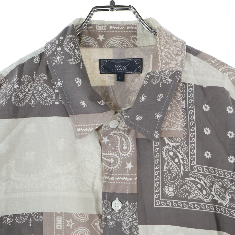 KITH(キス) 25SS Washed Cotton Bandana Boxy Collared Overshirt ウォッシュドコットン バンダナ ボックスカラー オーバーサイズ 長袖シャ??ツ