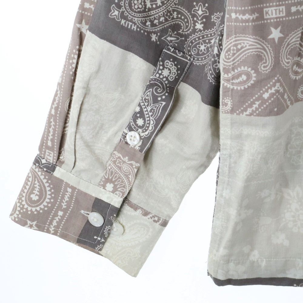 KITH(キス) 25SS Washed Cotton Bandana Boxy Collared Overshirt ウォッシュドコットン バンダナ ボックスカラー オーバーサイズ 長袖シャ??ツ