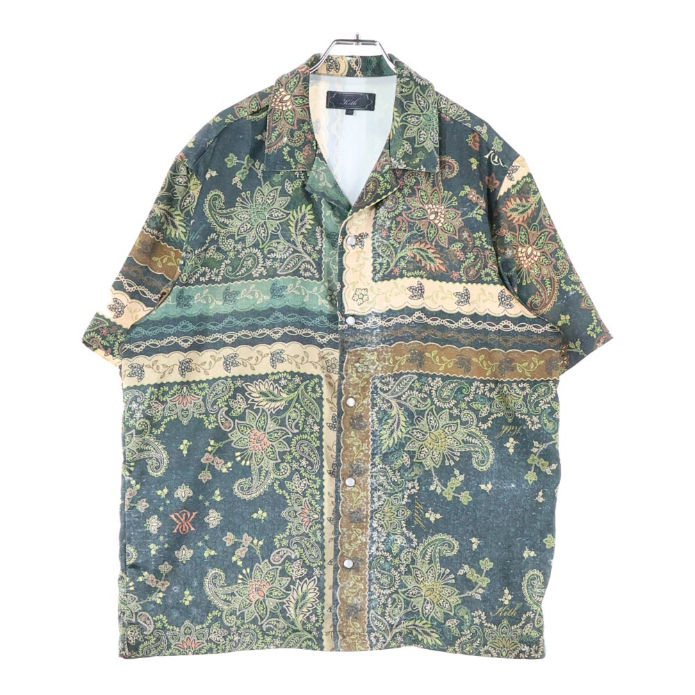 KITH(キス) 25SS Panelled Bandana Thompson Camp Collar shirt パネルバンダナ トンプソン キャンプカラー 半袖シャツ グリーン