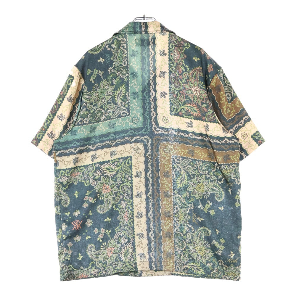 KITH(キス) 25SS Panelled Bandana Thompson Camp Collar shirt パネルバンダナ トンプソン キャンプカラー 半袖シャツ グリーン