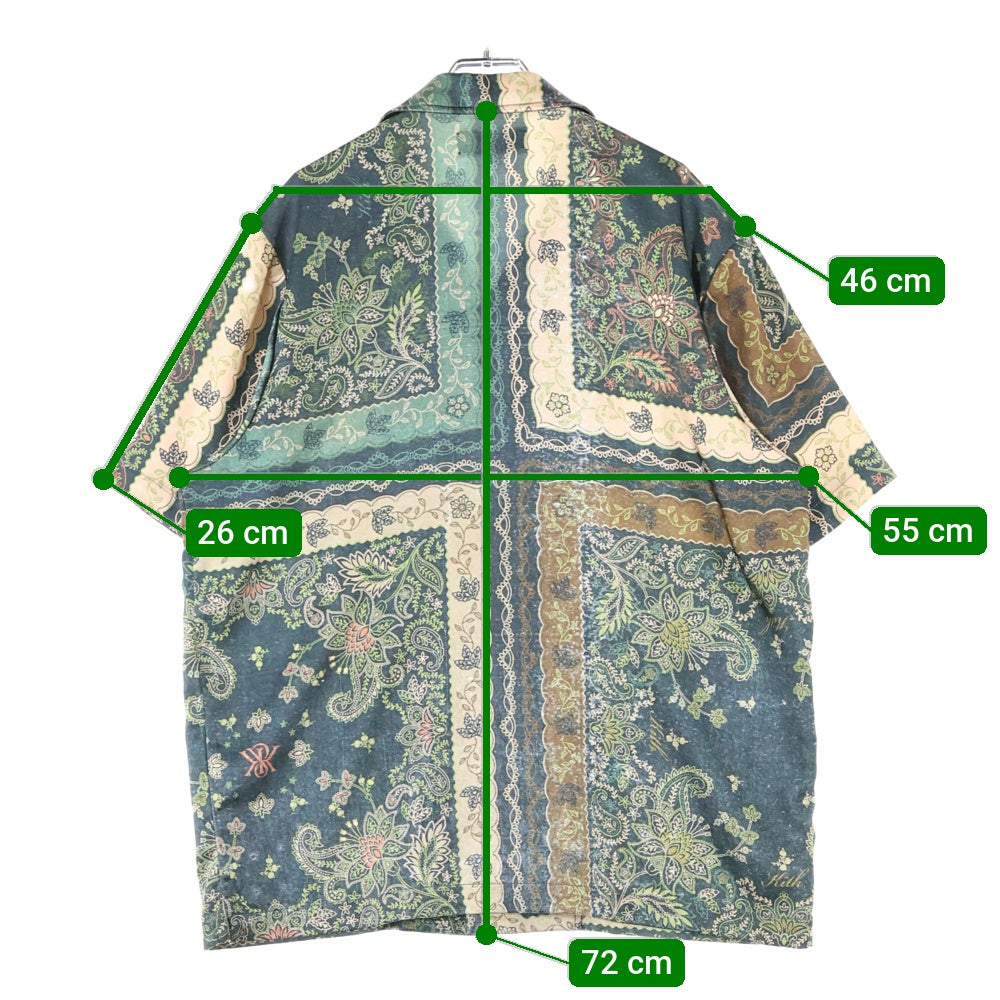 KITH(キス) 25SS Panelled Bandana Thompson Camp Collar shirt パネルバンダナ トンプソン キャンプカラー 半袖シャツ グリーン