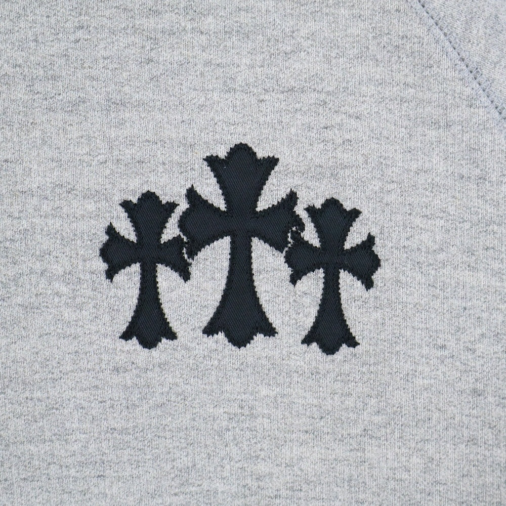 CHROME HEARTS(クロムハーツ) Y NOT CH LOGO CEMETERY CROSS HOODIE PULLOVER ワイノット セメタリーロゴ クロスパッチ プルオーバーパーカー スウェットパーカー グレー