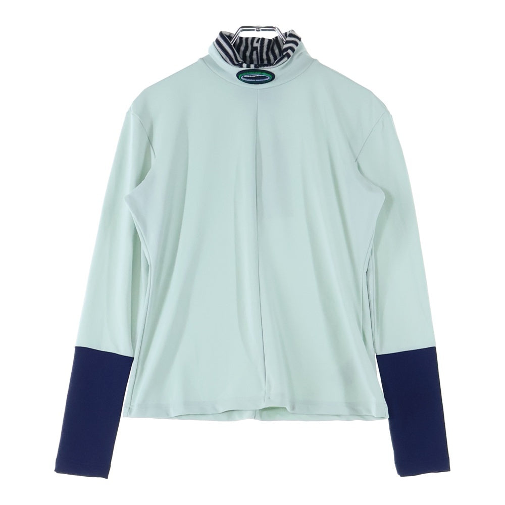 kotohayokozawa(コトハヨコザワ) High Neck Badge Long Tee ハイネックバッジロングティー レディースロゴ刺繍ハイネック長袖Tシャツ KT22A-CS02 ミント/ネイビー