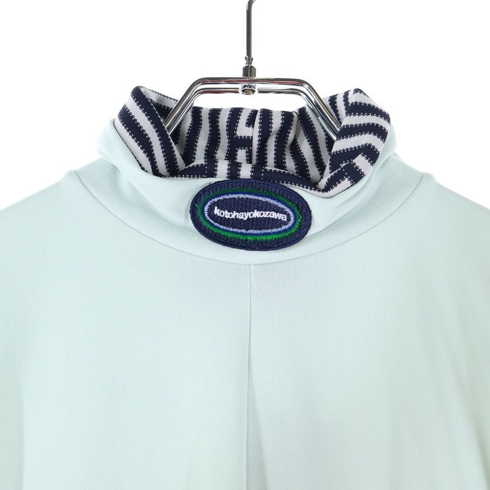 kotohayokozawa(コトハヨコザワ) High Neck Badge Long Tee ハイネックバッジロングティー レディースロゴ刺繍ハイネック長袖Tシャツ KT22A-CS02 ミント/ネイビー