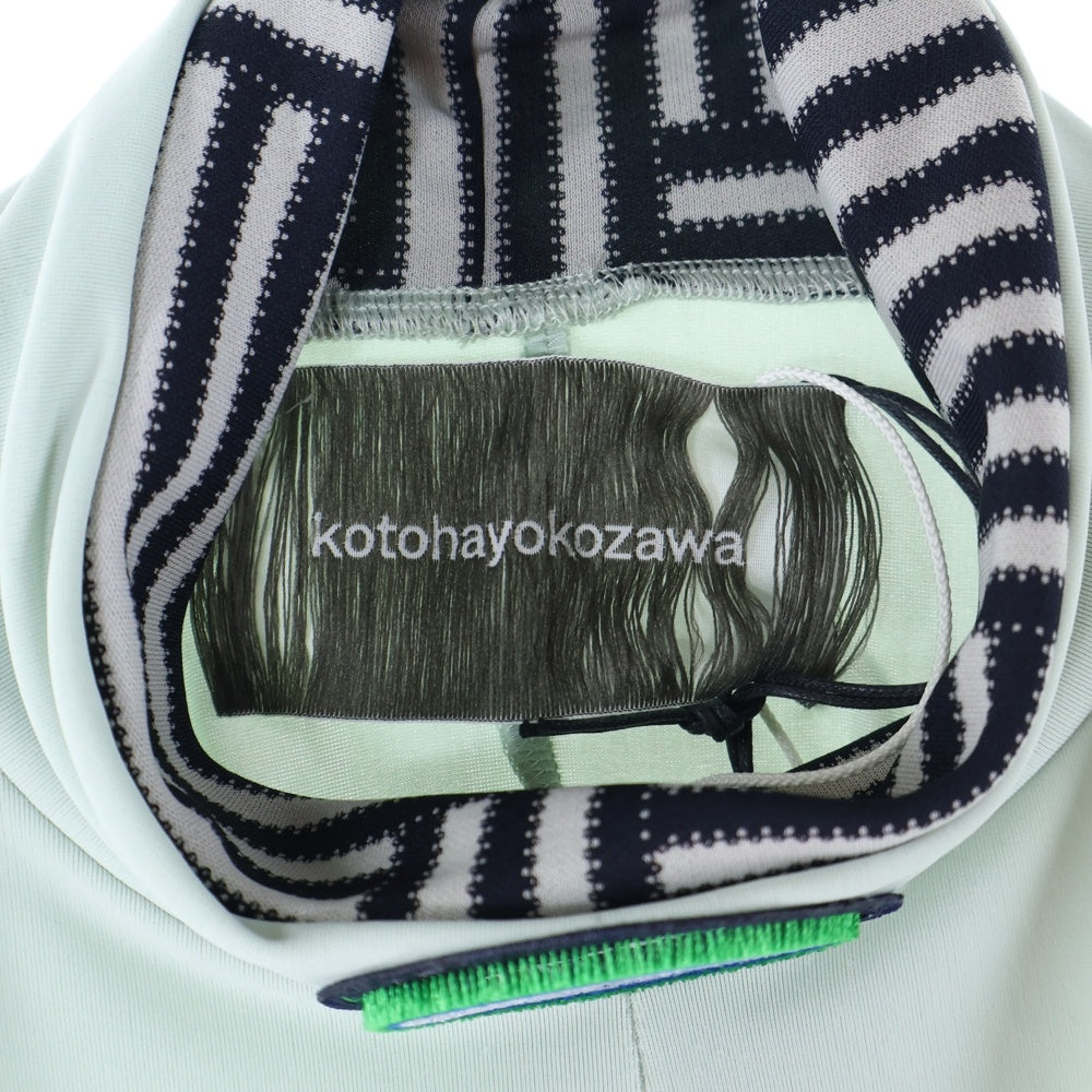 kotohayokozawa(コトハヨコザワ) High Neck Badge Long Tee ハイネックバッジロングティー レディースロゴ刺繍ハイネック長袖Tシャツ KT22A-CS02 ミント/ネイビー