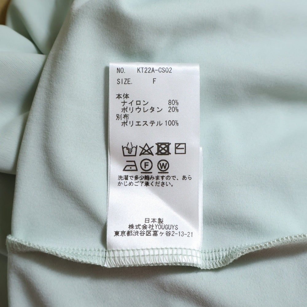 kotohayokozawa(コトハヨコザワ) High Neck Badge Long Tee ハイネックバッジロングティー レディースロゴ刺繍ハイネック長袖Tシャツ KT22A-CS02 ミント/ネイビー